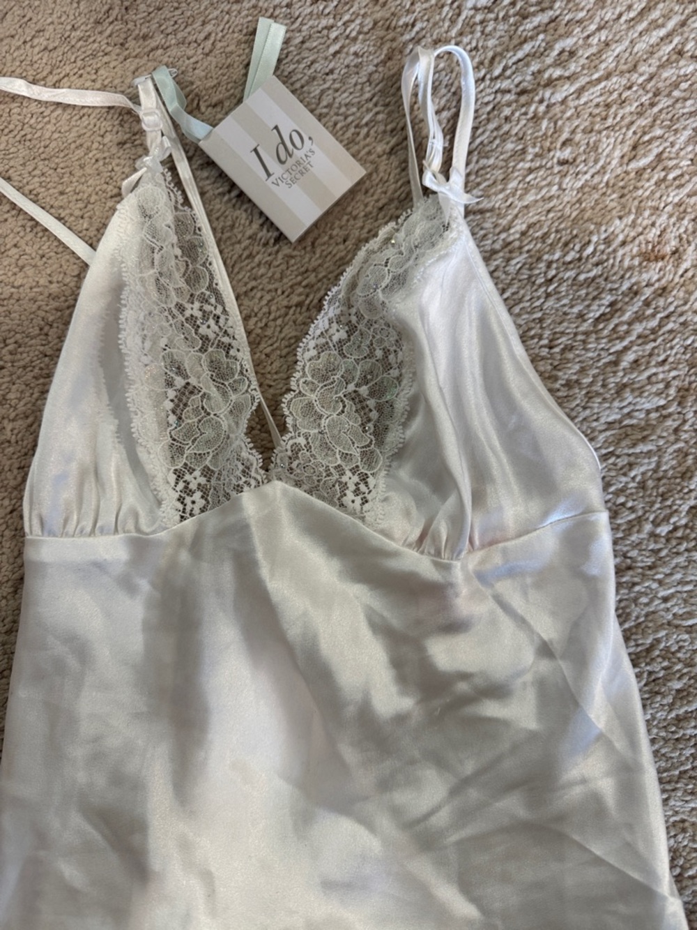 Victoria's Secret I Do Satin Lace Chemise - Ivory White